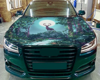Car Hood Wrap Deer Vinyl Sticker Full Color Custom Art Decal