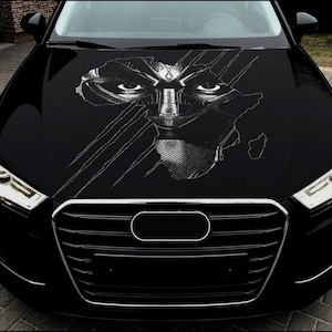 Car Hood Wrap Black Panther Face Vinyl Sticker Full Color Custom Decal #2 fit any car