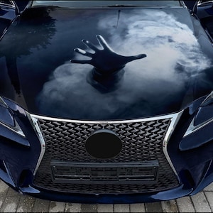 Car Hood Wrap Hand in Smoke Vinyl Sticker Full Color Custom Decal fit any car