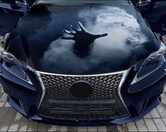 Car Hood Wrap Hand in Smoke Vinyl Sticker Full Color Custom Decal fit any car