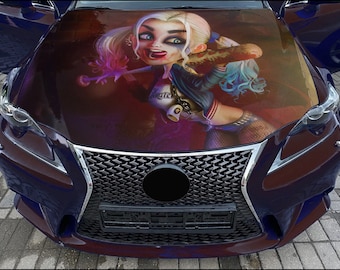 Car Hood Wrap Harley Quinn Vinyl Sticker Full Color Custom Decal #3 fit any car