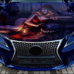Car Hood Wrap Women Vinyl Sticker Full Color Custom Decal fit any car
