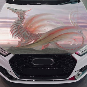 Car Hood Wrap Fantasy Dragon Vinyl Sticker Full Color Custom Decal fit any car