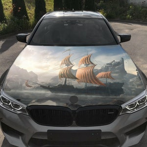 Car Hood Wrap Ship Vinyl Sticker Full Color Frigate Decal fit any car