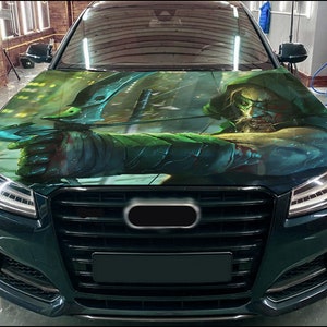 Car Hood Wrap Green Arrow Vinyl Sticker Full Color Custom Decal fit any car