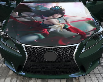 Haube Wrap Mädchen Krieger Vinyl Aufkleber Japan Frau Aufkleber passen auf jedes Auto