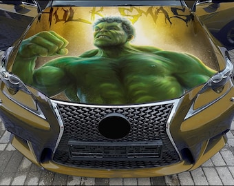 Haubenverpackung Hulk Vinylaufkleber Vollfarbiges benutzerdefiniertes Abziehbild passend für jedes Auto