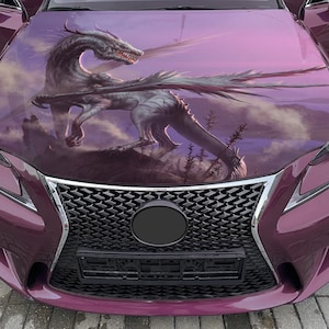Car Hood Wrap Dragon Vinyl Sticker Full Color Custom Fantasy Decal fit any car #2