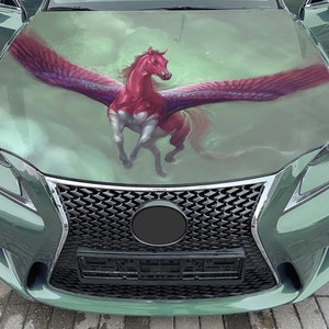 Car Hood Wrap Pegasus Vinyl Sticker Full Color Fantasy Horse Custom Decal #2 fit any car