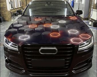 Adesivo in vinile astratto per cofano auto, colore pieno, decalcomania personalizzata n. 2, adatto a qualsiasi auto