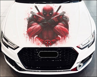 Car Hood Wrap Deadpool Vinyl Sticker Full Color Custom Decal fit any car