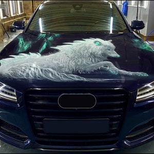 Car Hood Wrap Wolf Vinyl Sticker Full Color Custom Decal #5 fit any car