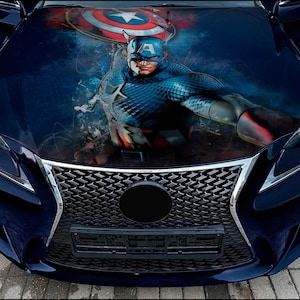 Car Hood Wrap Captain America Vinyl Sticker Full Color Custom Decal fit any car