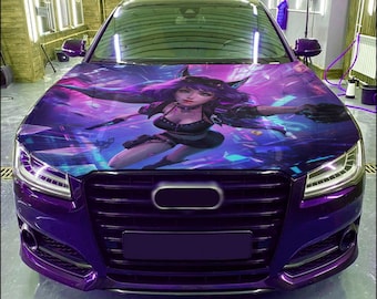 Car Hood Wrap Cyborg Girl Vinyl Sticker Full Color Custom Decal fit any car