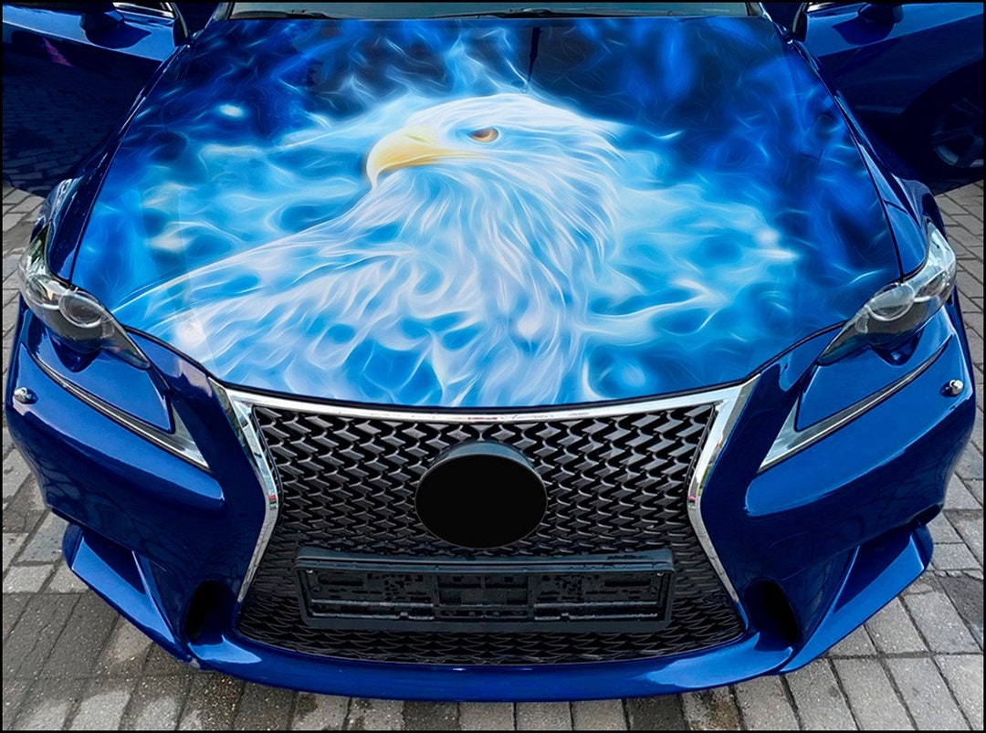 Car Hood Wrap Eagle in Flame Vinyl Sticker Full Color Custom Decal Fit