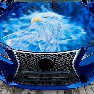 Car Hood Wrap Eagle in Flame Vinyl Sticker Full Color Custom Decal fit any car