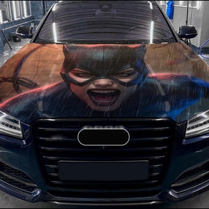 Car Hood Wrap Cat Girl Vinyl Sticker Full Color Custom Decal #2 fit any car