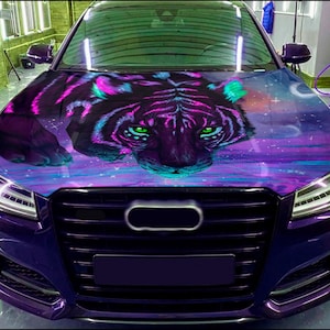 Car Hood Wrap Tiger Vinyl Sticker Full Color Custom Decal #3 fit any car