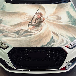 Car Hood Wrap Angel Vinyl Sticker Full Color Warrior Custom Decal fit any car