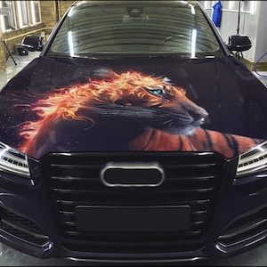 Car Hood Wrap Tiger Vinyl Sticker Full Color Custom Decal #4 fit any car
