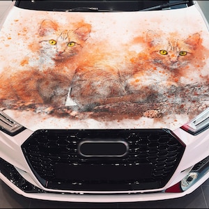 Car Hood Wrap Cats Vinyl Sticker Full Color Custom Decal fit any car
