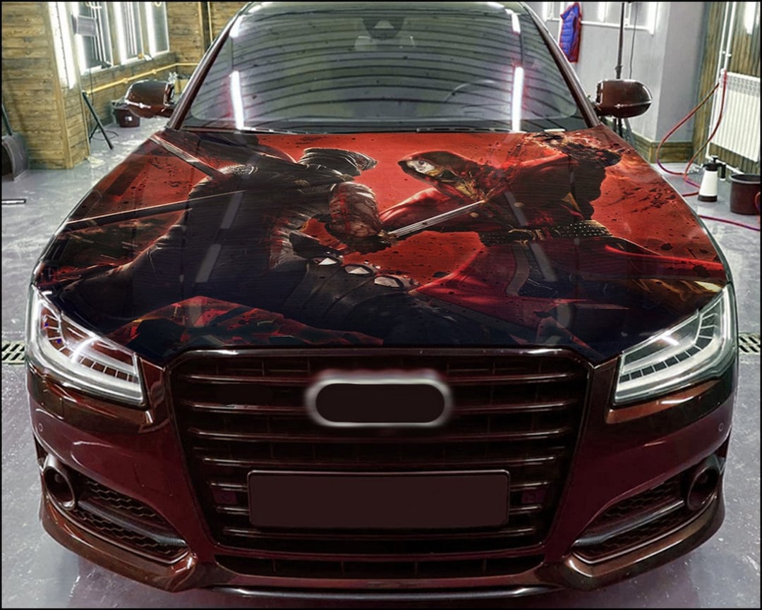 Car Hood Wrap Ninja Fight Vinyl Sticker Full Color Custom Decal