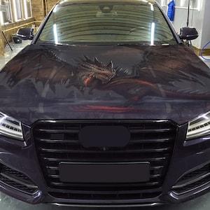 Car Hood Wrap Dragon Vinyl Sticker Full Color Custom Fantasy Decal fit any car