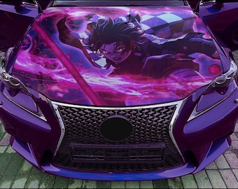 Car Hood Wrap Anime Slayer Vinyl Sticker Full Color Custom Decal fit any car