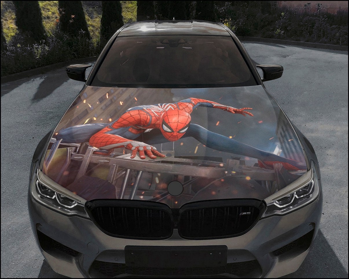 Car Hood Wrap Spider-Man Vinyl Sticker Full Color Custom Decal #4 fit any car