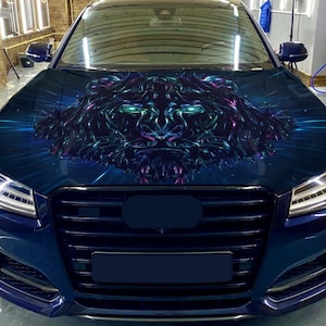 Car Hood Wrap Lion Vinyl Sticker Full Color Abstract Animal Decal fit any car