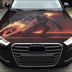 Car Hood Wrap Ghost Rider Vinyl Sticker Full Color Custom Decal #4 fit any car