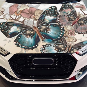 Car Hood Wrap Butterfly Vinyl Sticker Full Color Custom Decal fit any car
