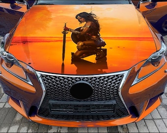 Haube Wrap Frauen Superhero Vinyl Aufkleber vollfarbige benutzerdefinierte Aufkleber passen für jedes Auto
