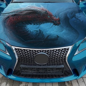 Car Hood Wrap Chinese Dragon Vinyl Sticker Full Color Fantasy Monster Custom Decal #4 fit any car