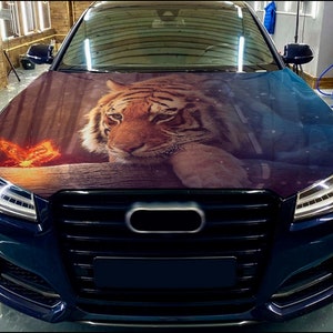 Car Hood Wrap Tiger Vinyl Sticker Full Color Custom Decal #2 fit any car