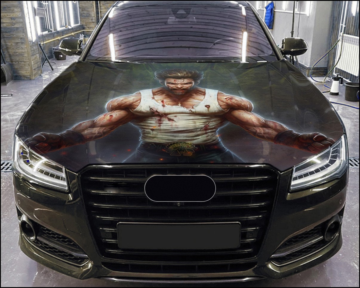 Autoadesivo per auto, 19,7 x 14,2 pollici adesivo per cofano del motore del corpo impermeabile nero universale Dragon Totem decorazione