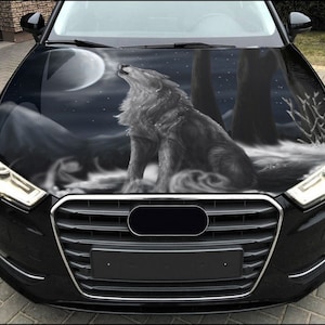 Car Hood Wrap Wolf Vinyl Sticker Full Color Custom Decal #4 fit any car
