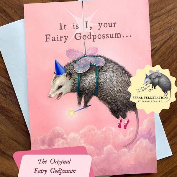 The Fairy GodPossum Birthday Card