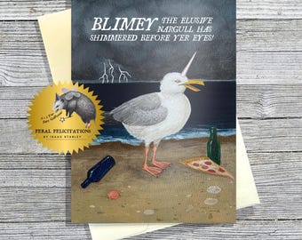 Magical Unicorn Seagull Happy Birthday Card