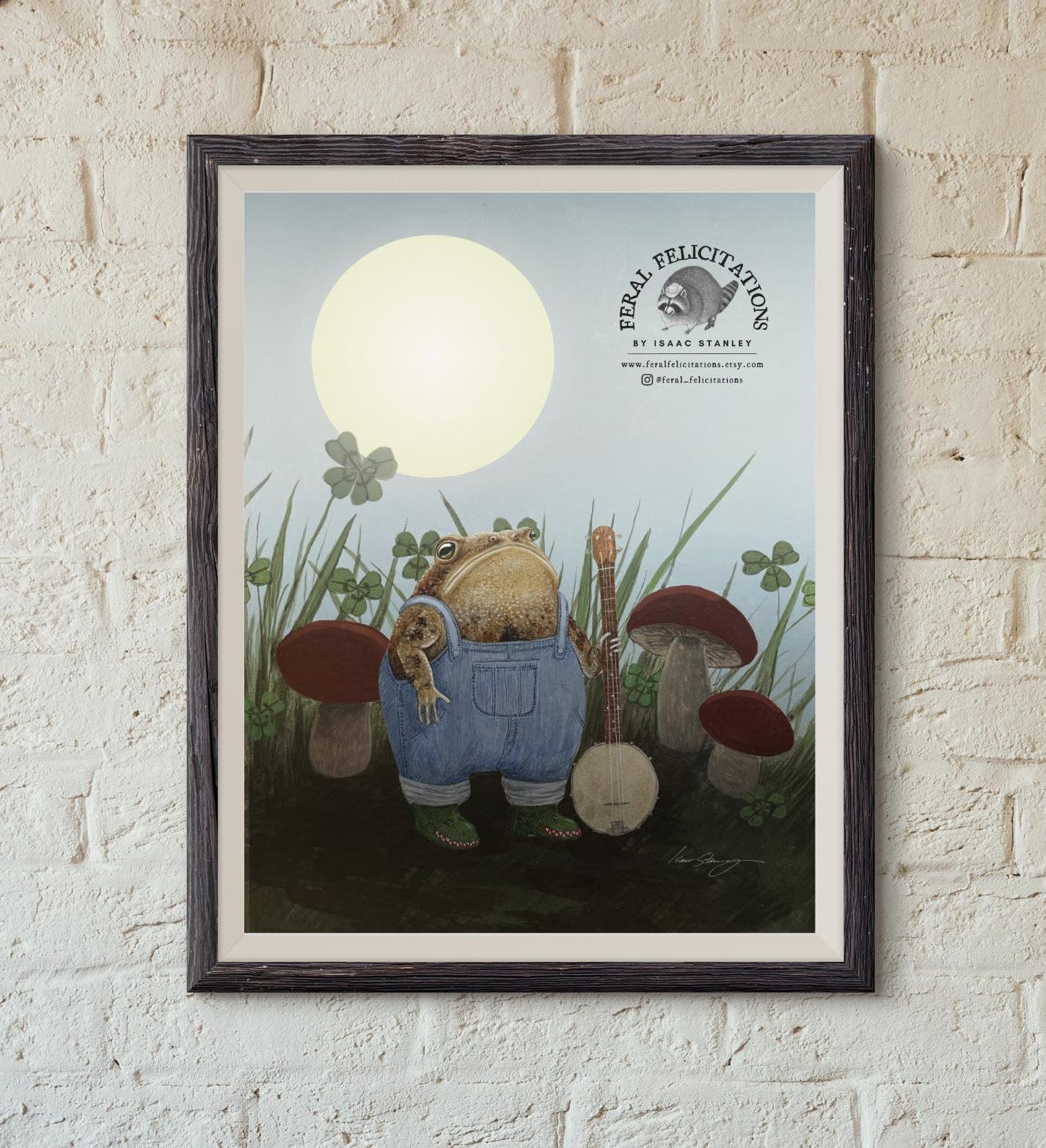 Toads the Song of the Swamp unframed Matte Poster Print - Original by Feral Felicitations