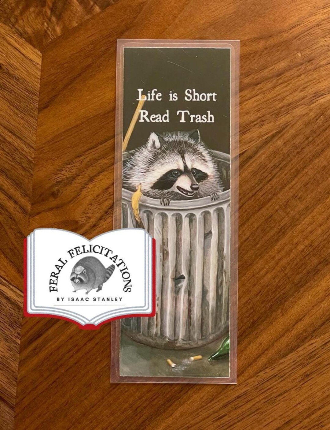 Read Trash Raccoon Laminated Bookmark - Etsy
