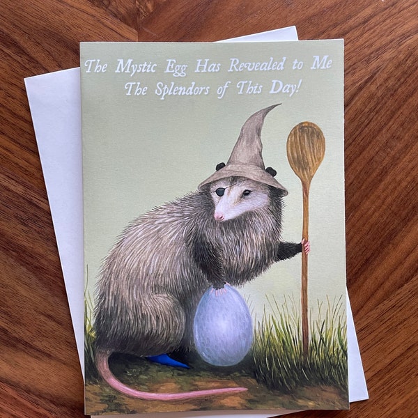 Wizard Possum Happy Birthday Greeting Card - Original Art by Feral Felicitations