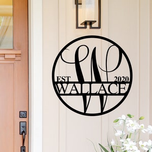 Personalized Family Name Metal Sign, Last Name Sign, Initial, Metal Monogram, Door Hanger, Housewarming Gift, Wedding Monogram, Anniversary.