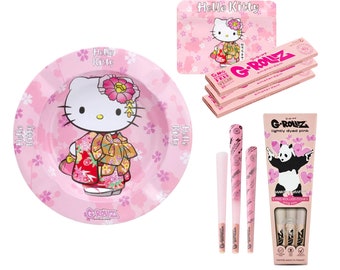 Aschenbecher-Set für Mädchen, Hello Kitty, Kimono-Stoner-Set, Rosa, Geschenk für Anfängerinnen und Damen