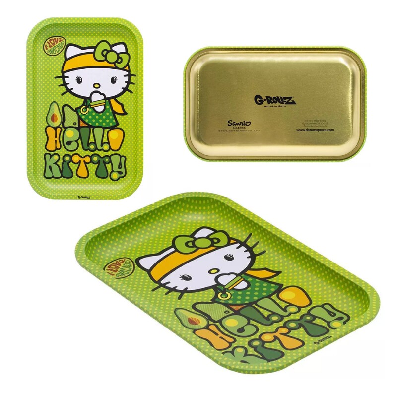 Unique Large Metal Rolling Tray Set for Girls Hello Kitty Stoners Kit