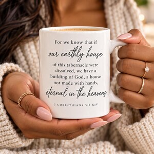 Mug 2 Corinthiens 5:1, Mug avec verset biblique « Éternel dans les cieux »