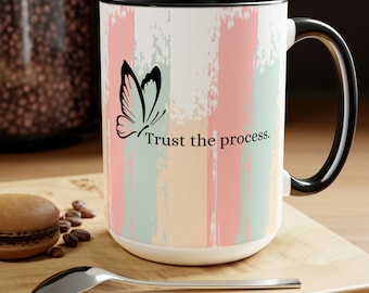 Trust The Process Mug Set, Butterfly Mug, Monarch Butterfly Coffee Mug, Inspirational Mug, Motivational Quotes, Positive Affirmation Mug