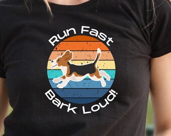 Beagle Run Fast Bark Loud Dog Shirt – Agility or FastCAT Gift – Speed Sport Tee for Dog Handlers & Trainers dog sports competition obedience
