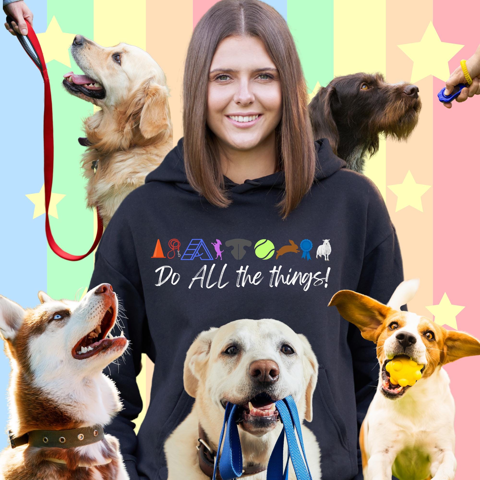 Do All the Things Hoodie – Obedience, Agility, Herding, Rally, Flyball, Nosework, Trick Dog Gift – Dog Sport apparel for Handlers