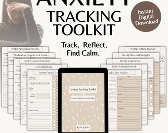 Anxiety & Panic Attack Symptom Tracker | Adult and Teen Mental Health Planner | Grounding Technique | Mindfulness Journal